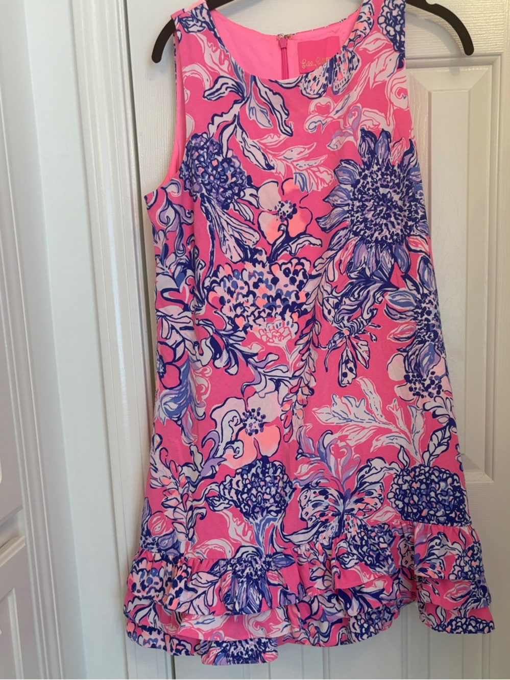 Lilly Pulitzer Pink and Navy Floral Sleeveless Shift Dress with built in shorts